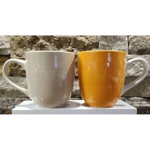 Set Of Two Citrus Grove Hand Painted Ceramic Coffee Mug Tea Cups Coffee Bar